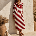 Althea | Striped Hooded Maxi Dress with Pockets for Women