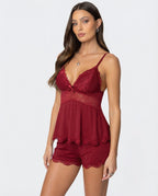 Barbla | Lace-Trim V-Neck Cami Shorts Set for Women