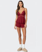 Barbla | Lace-Trim V-Neck Cami Shorts Set for Women