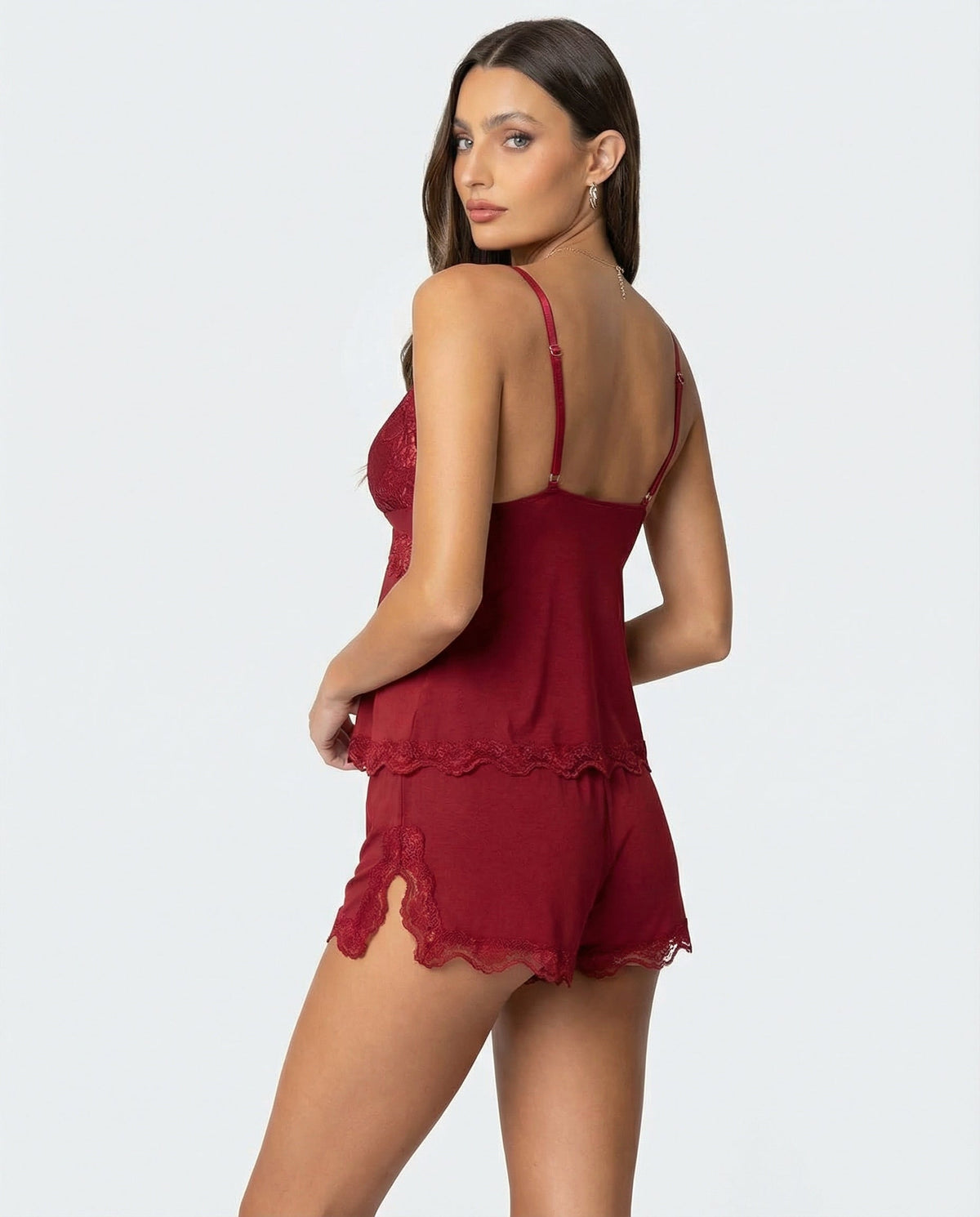 Barbla | Lace-Trim V-Neck Cami Shorts Set for Women