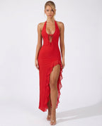 Marisabel | Plunge Neckline Ruffle Maxi Dress for Women