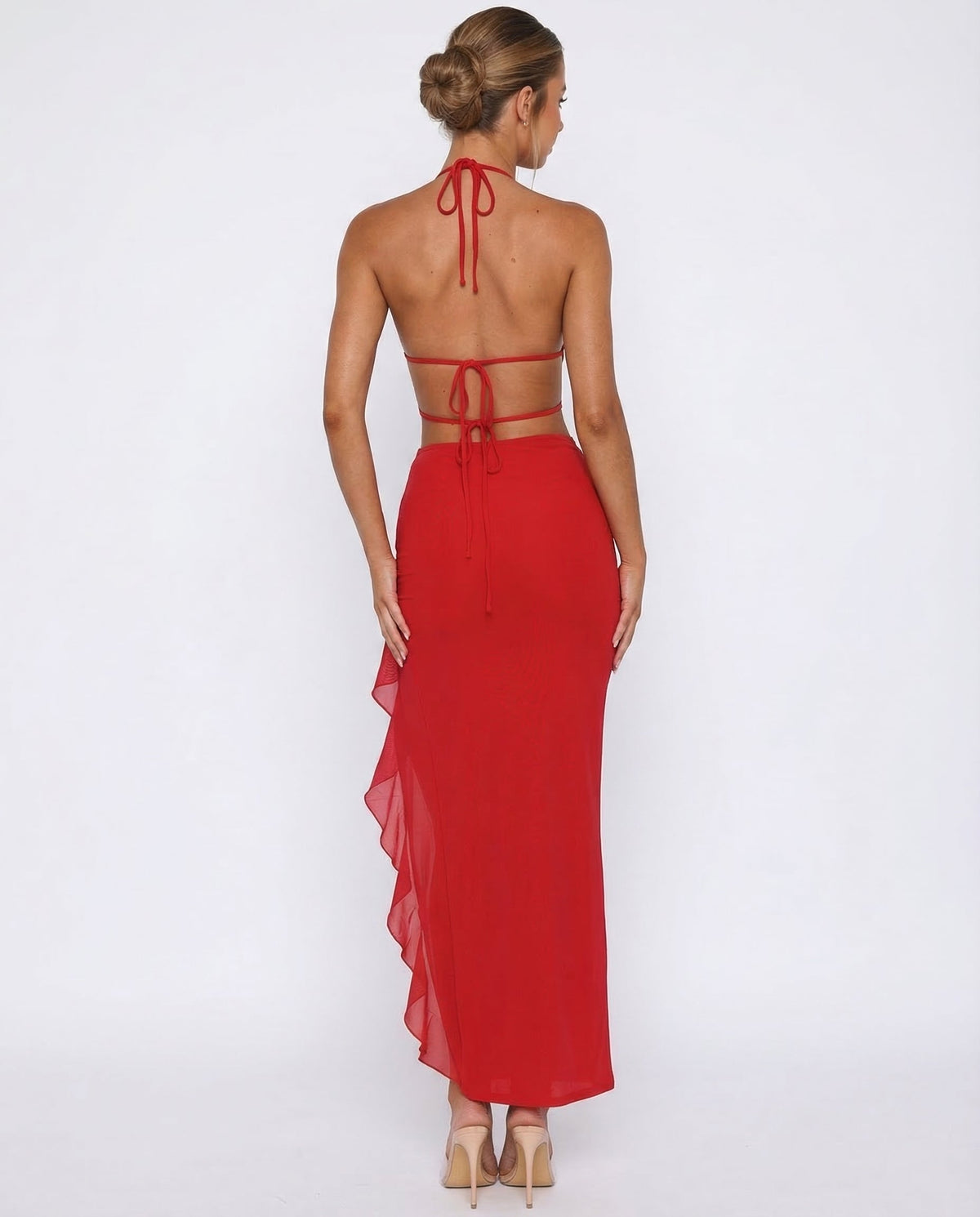 Marisabel | Plunge Neckline Ruffle Maxi Dress for Women