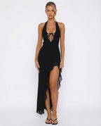 Marisabel | Plunge Neckline Ruffle Maxi Dress for Women