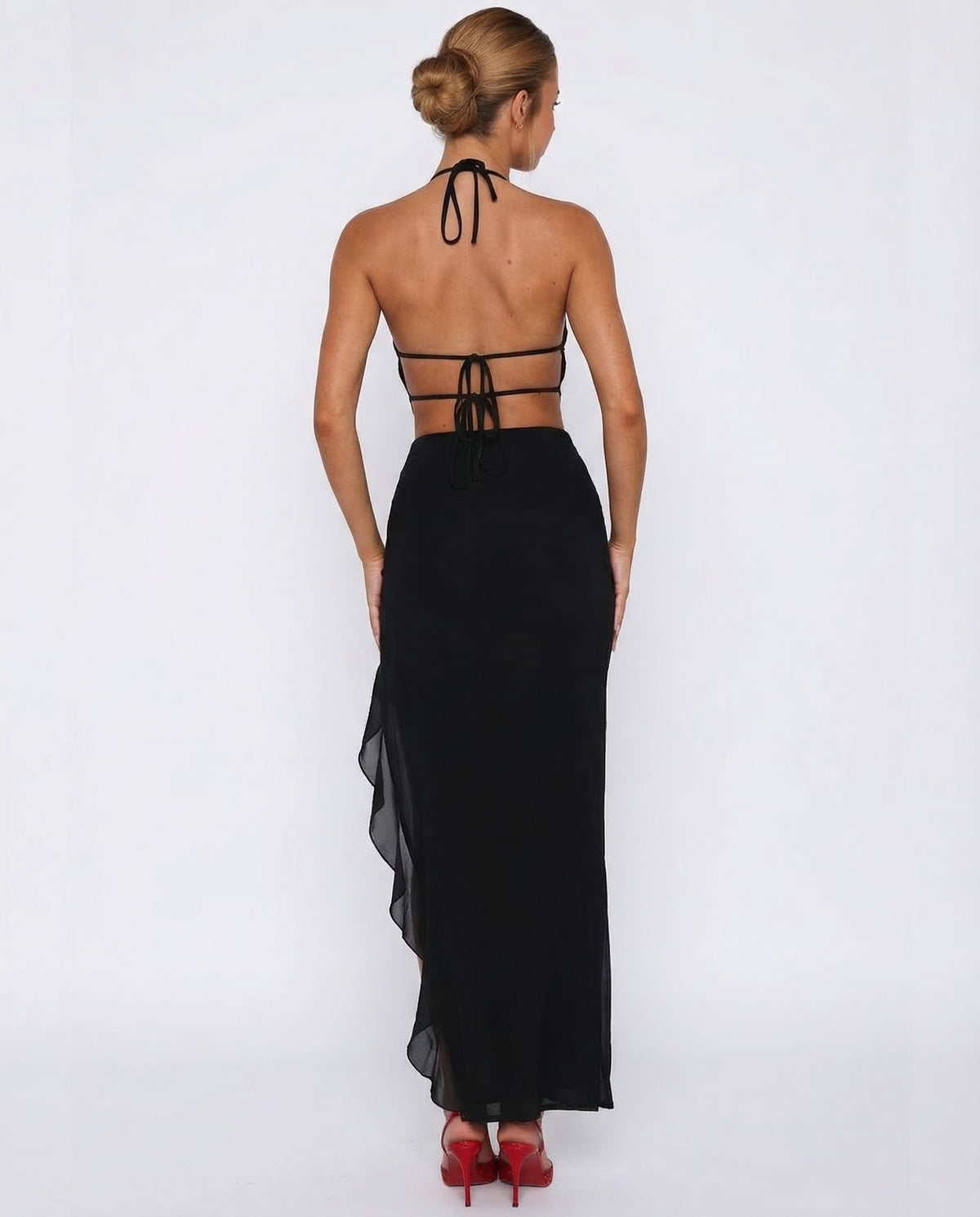 Marisabel | Plunge Neckline Ruffle Maxi Dress for Women
