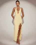Marisabel | Plunge Neckline Ruffle Maxi Dress for Women