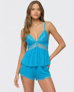 Barbla | Lace-Trim V-Neck Cami Shorts Set for Women