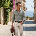 Rowan | Men's Button Front Shirt Point Collar – Weekend Casual