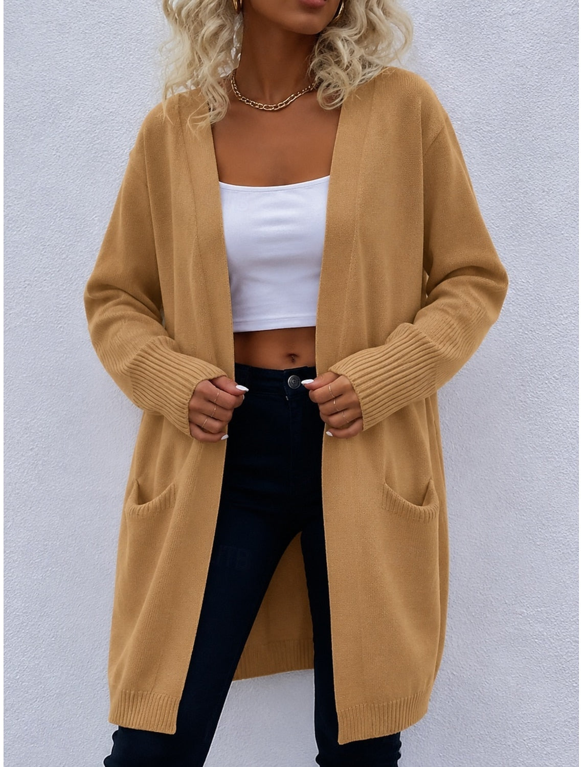 Francesca | Ribbed Open-Front Longline Cardigan for Women
