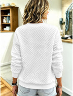Eliane | Quilted Zip-Front Crew Neck Cardigan for Women