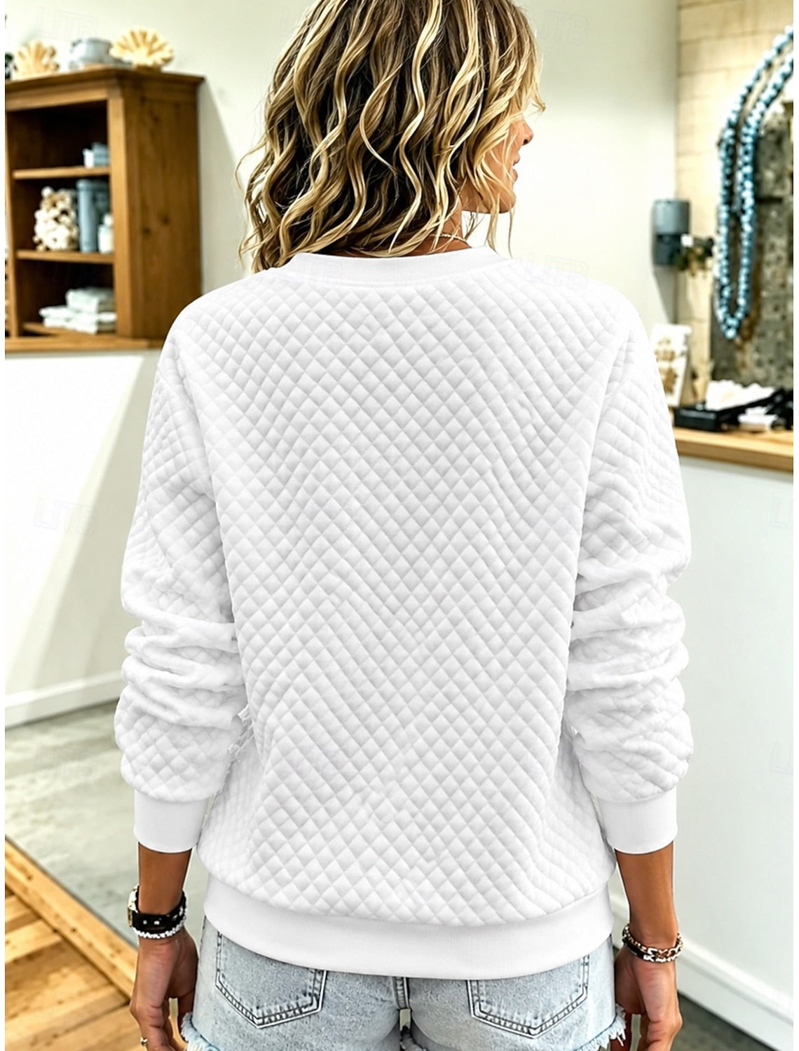 Eliane | Quilted Zip-Front Crew Neck Cardigan for Women