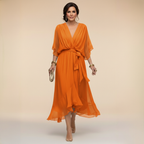 Margot | V-Neck Waist-Tie Maxi Dress for Women