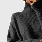 Sabrina | Women's Turtleneck Sweater Ribbed Geometric Knit