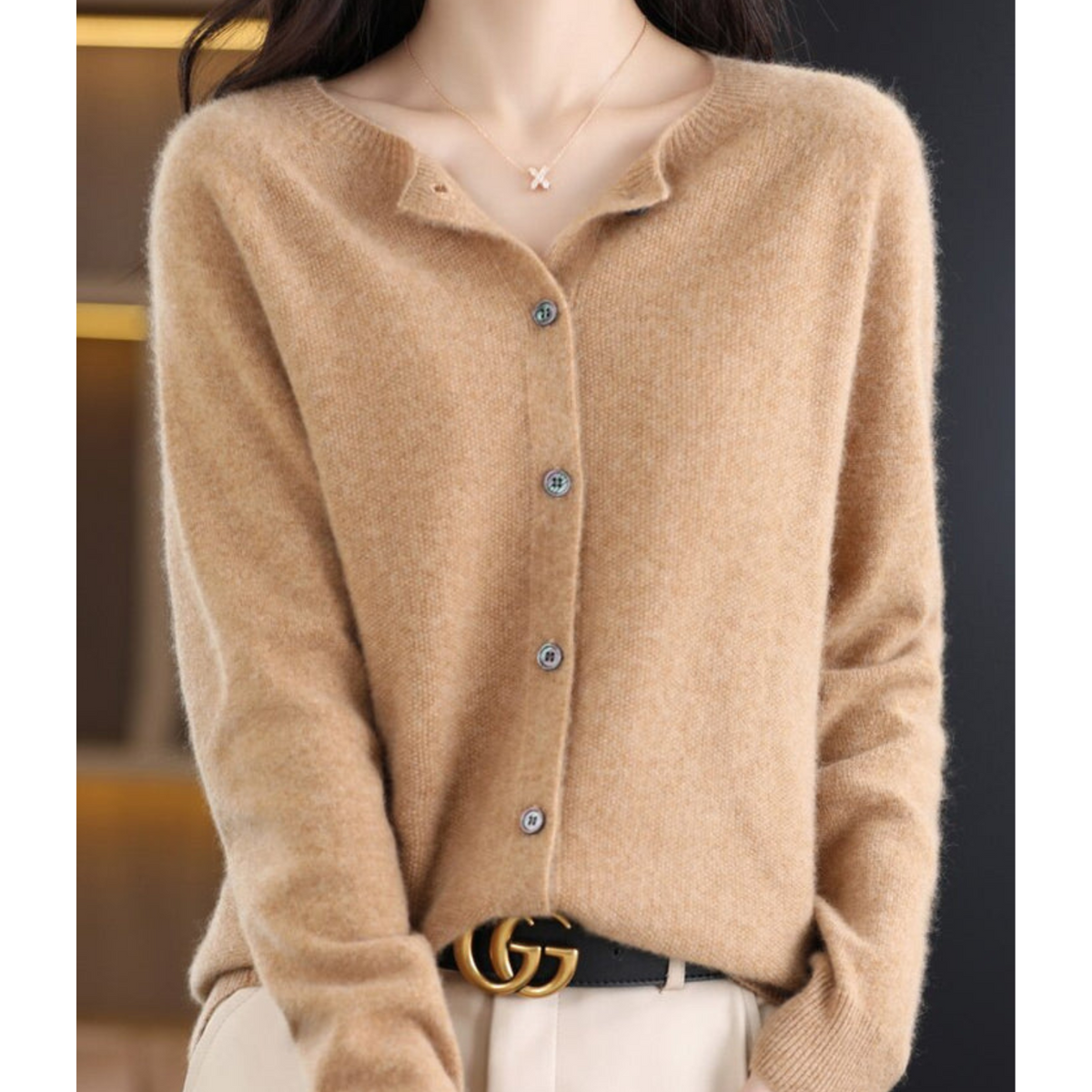 Karin | Button-Front V-Neck Knit Cardigan for Women