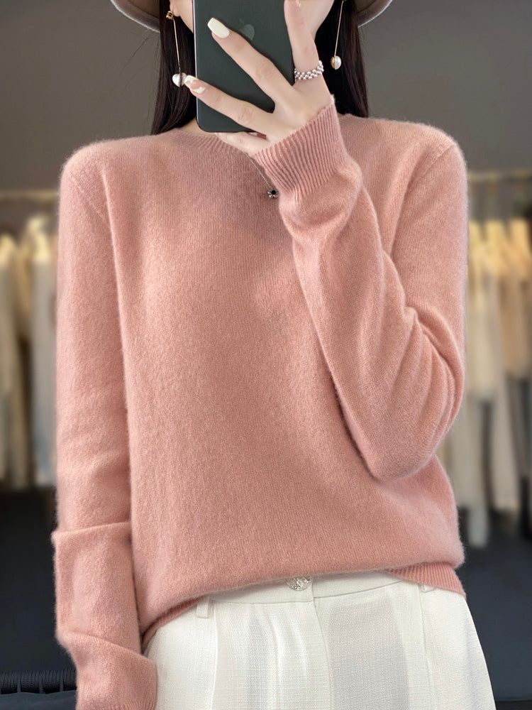 Nadalie | Ribbed Crew Neck Oversized Pullover Sweater for Women