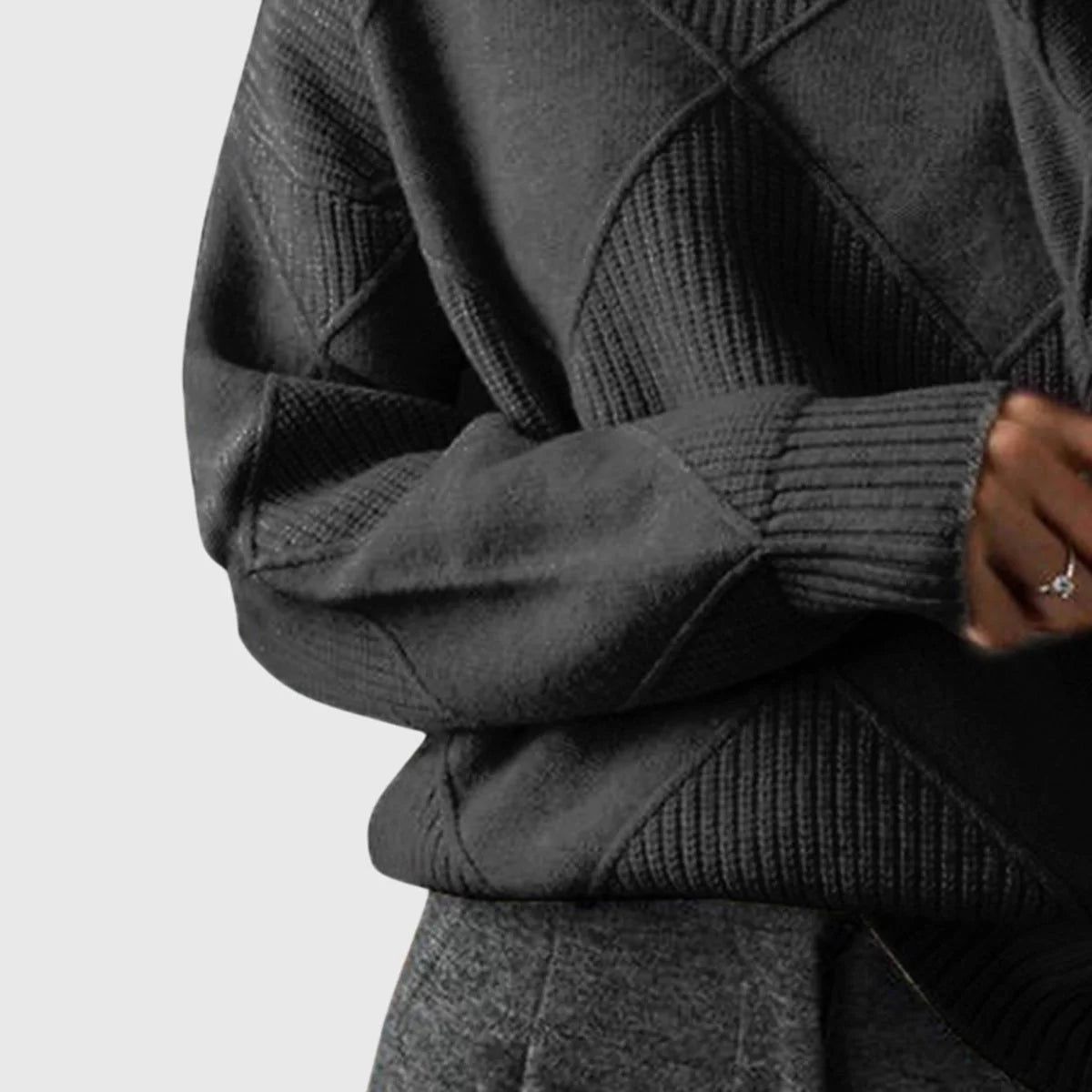 Sabrina | Women's Turtleneck Sweater Ribbed Geometric Knit