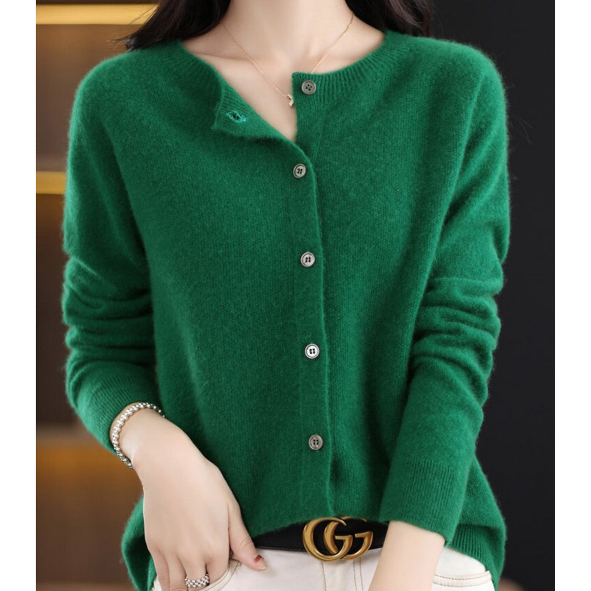 Karin | Button-Front V-Neck Knit Cardigan for Women