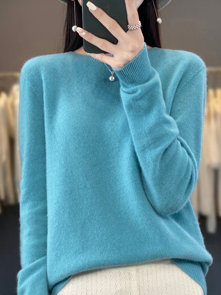Nadalie | Ribbed Crew Neck Oversized Pullover Sweater for Women