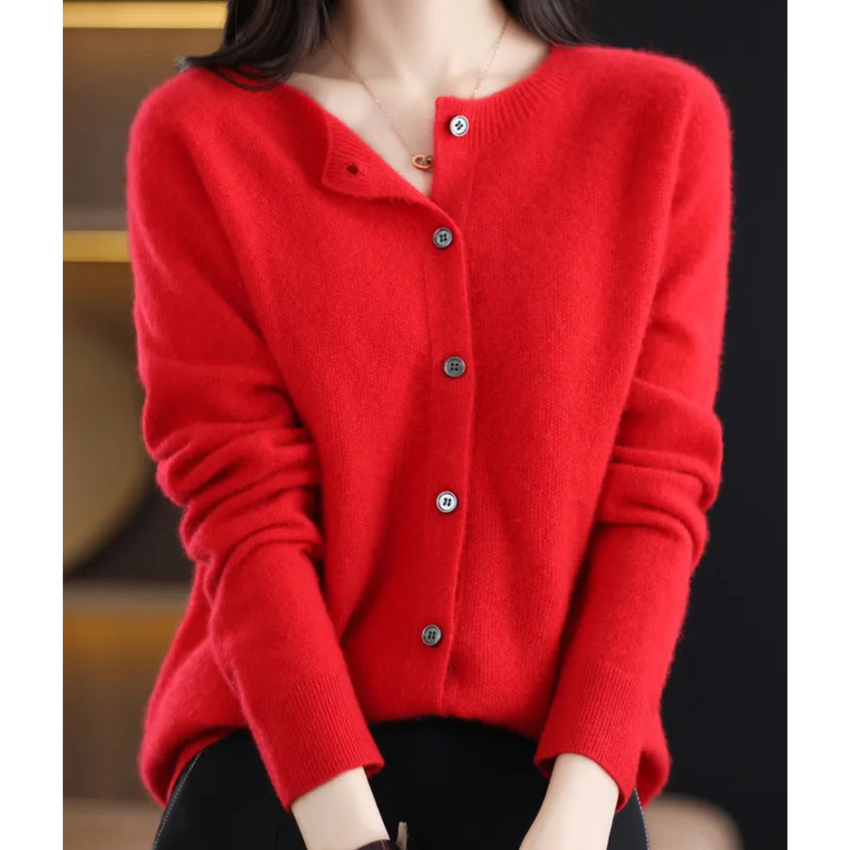 Karin | Button-Front V-Neck Knit Cardigan for Women