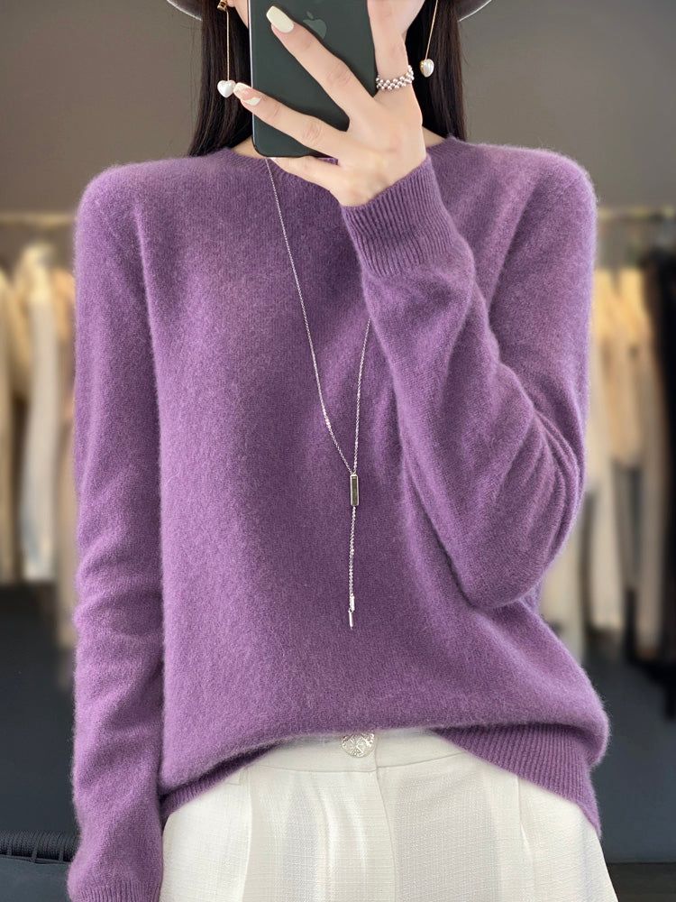 Nadalie | Ribbed Crew Neck Oversized Pullover Sweater for Women