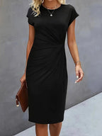 Maja | Ruched Midi Dress with Short Sleeves for Women