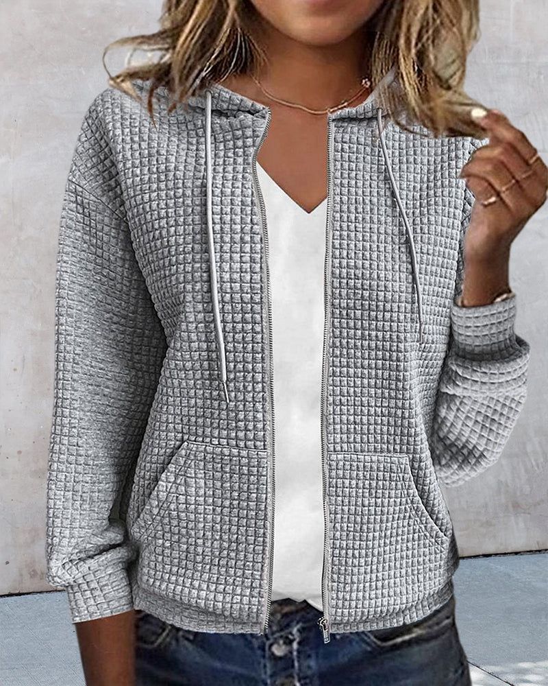 Marit | Zip-Up Cardigan with Pockets and Drawstring Hem for Women