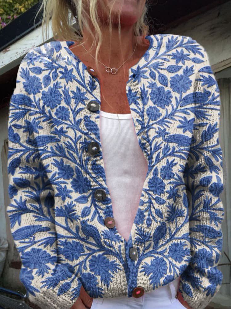 Juliette | Vintage Floral Button-Front Cardigan for Women