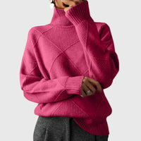 Sabrina | Women's Turtleneck Sweater Ribbed Geometric Knit