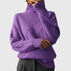 Sabrina | Women's Turtleneck Sweater Ribbed Geometric Knit