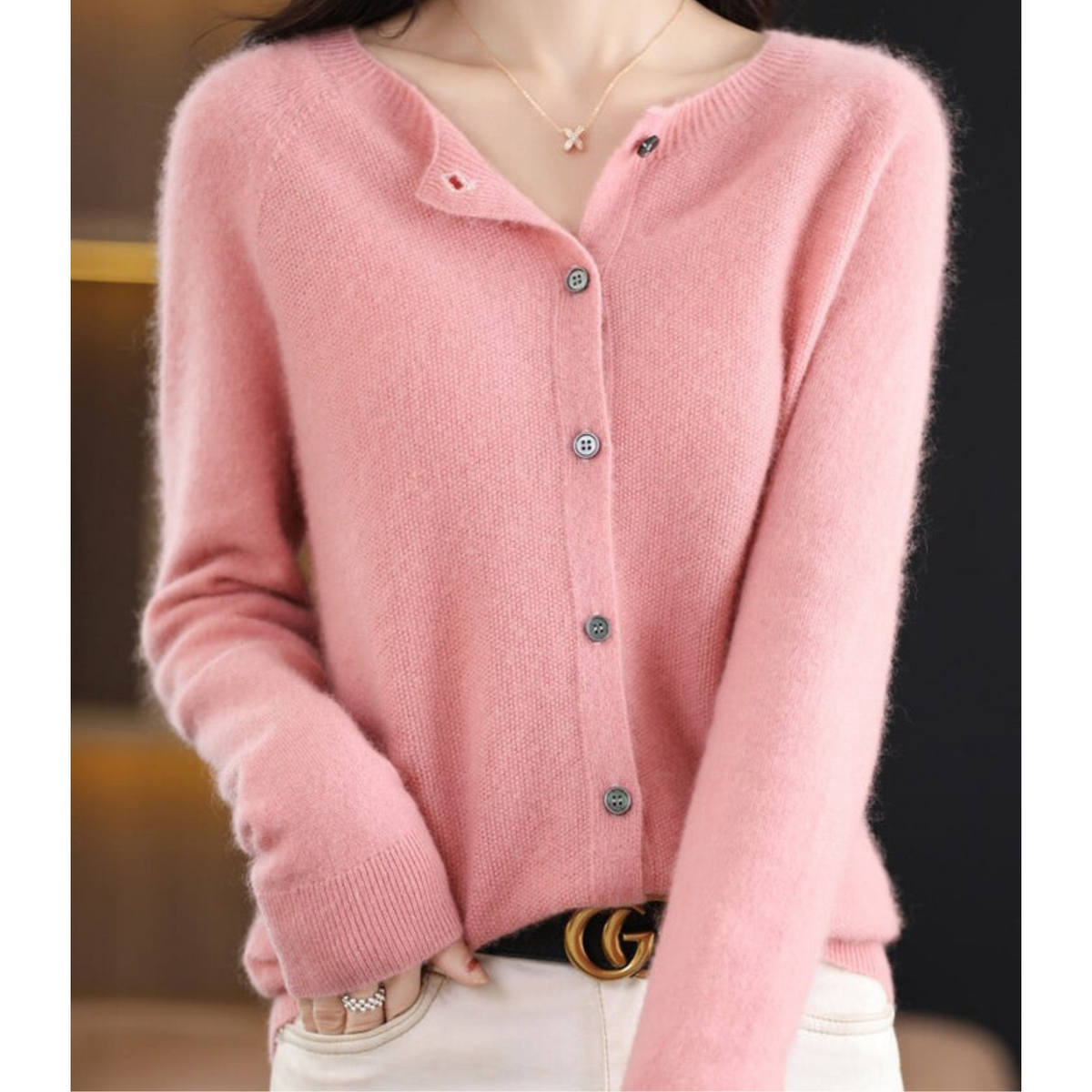 Karin | Button-Front V-Neck Knit Cardigan for Women