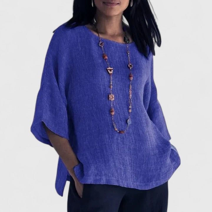 Talia | Women's Relaxed-Fit Round Neck Blouse – Weekend Errands