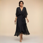 Margot | V-Neck Waist-Tie Maxi Dress for Women