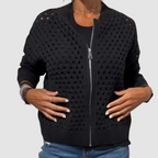 Lena | Cutout Knit Cardigan with Zip Front for Women