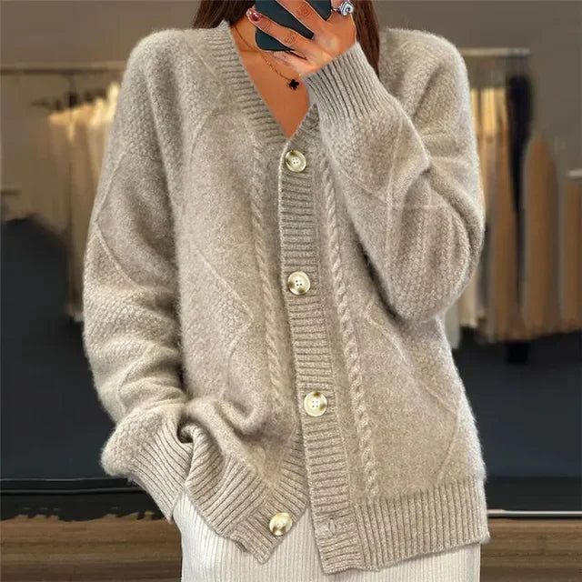 Josefien | Ribbed Button-Front Cardigan with Long Sleeve