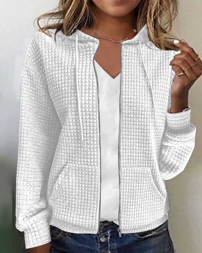 Marit | Zip-Up Cardigan with Pockets and Drawstring Hem for Women