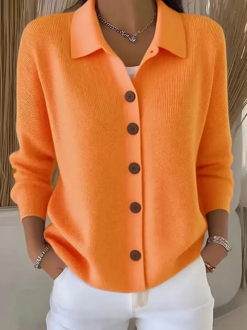 Janne | V-Neck Button-Front Cardigan with Round Buttons