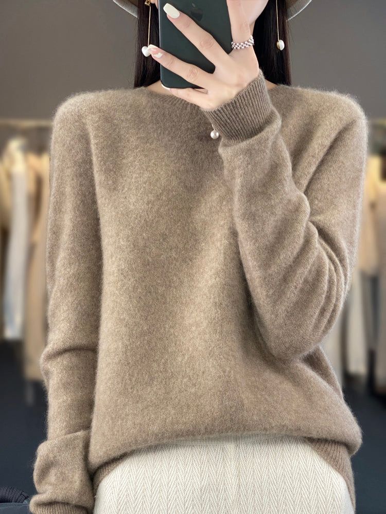 Nadalie | Ribbed Crew Neck Oversized Pullover Sweater for Women