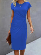 Maja | Ruched Midi Dress with Short Sleeves for Women