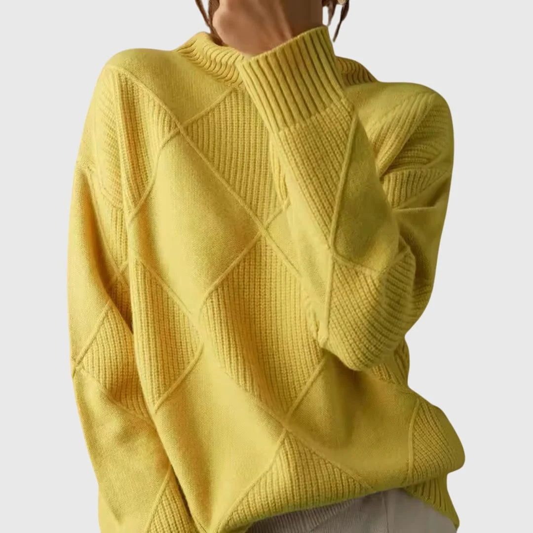 Sabrina | Women's Turtleneck Sweater Ribbed Geometric Knit