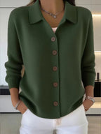 Janne | V-Neck Button-Front Cardigan with Round Buttons