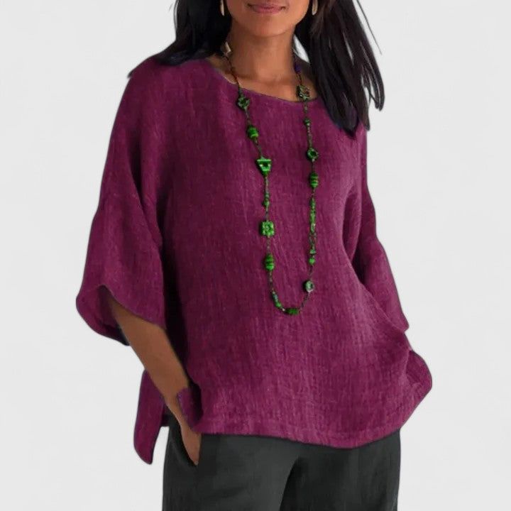 Talia | Women's Relaxed-Fit Round Neck Blouse – Weekend Errands