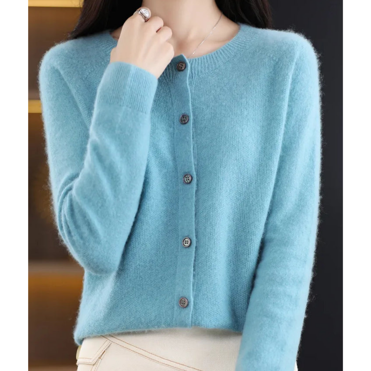 Karin | Button-Front V-Neck Knit Cardigan for Women