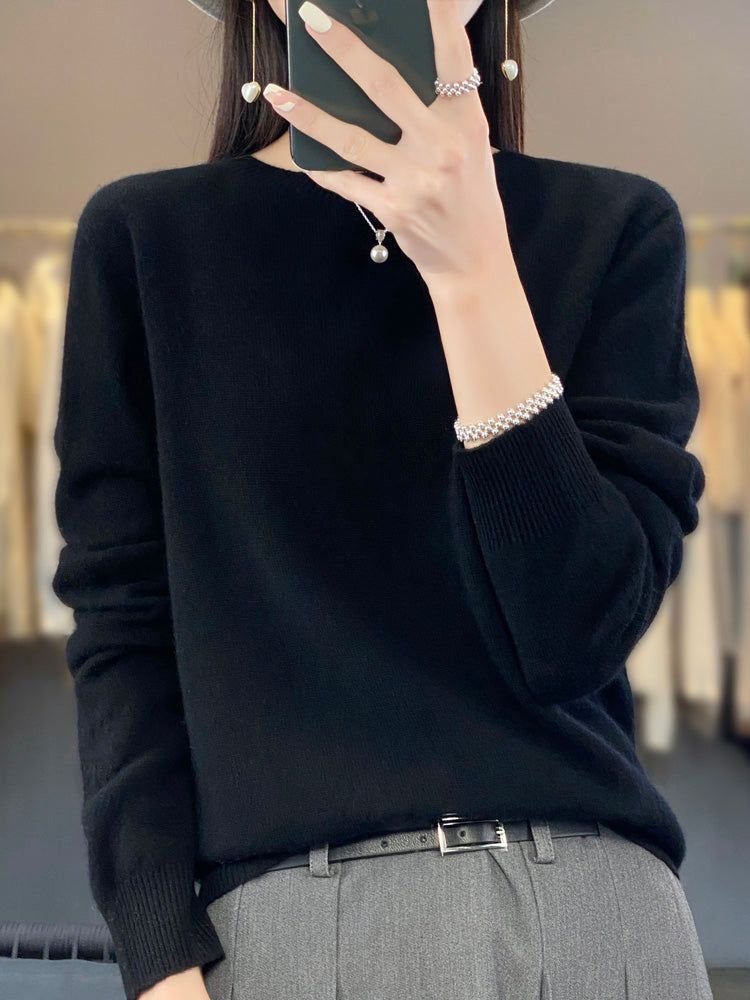 Nadalie | Ribbed Crew Neck Oversized Pullover Sweater for Women