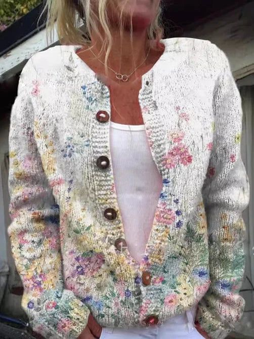 Juliette | Vintage Floral Button-Front Cardigan for Women