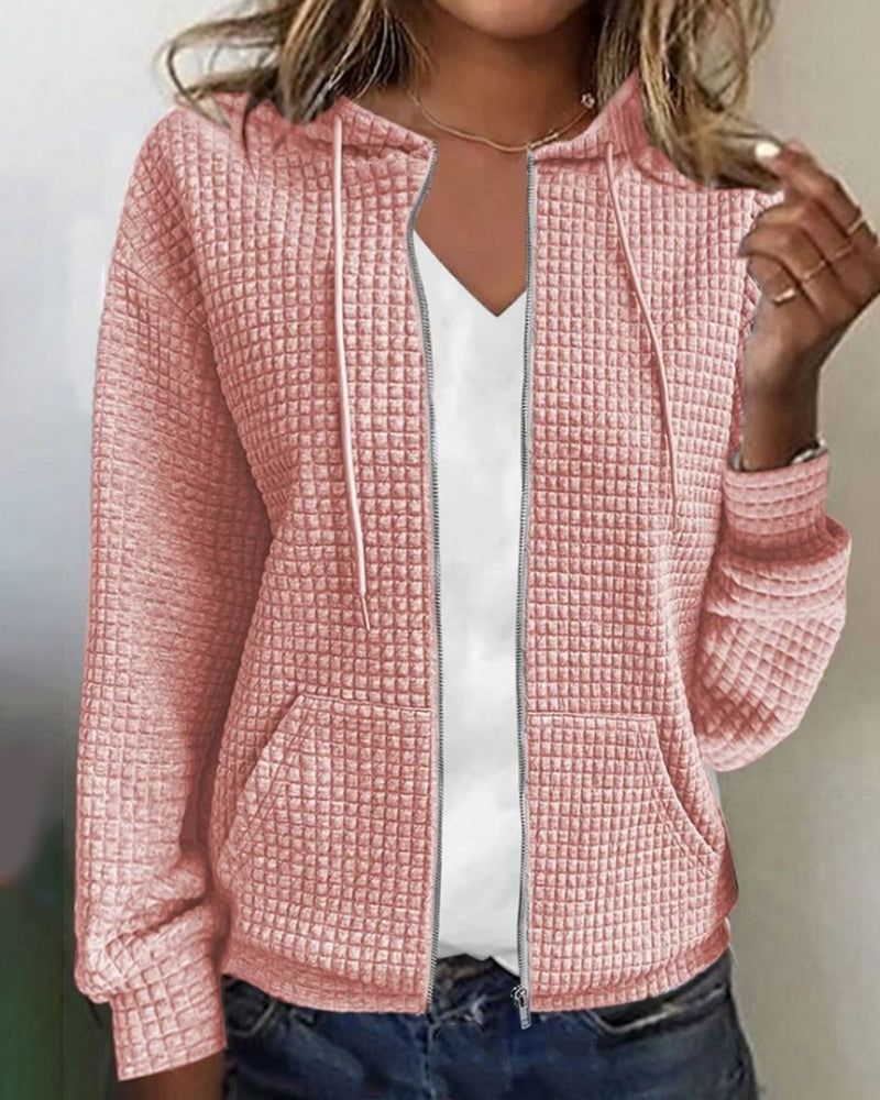 Marit | Zip-Up Cardigan with Pockets and Drawstring Hem for Women