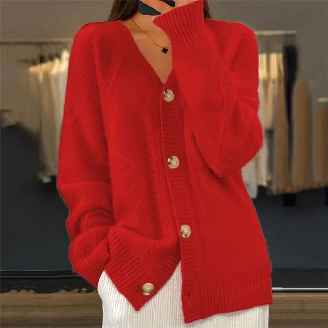 Josefien | Ribbed Button-Front Cardigan with Long Sleeve