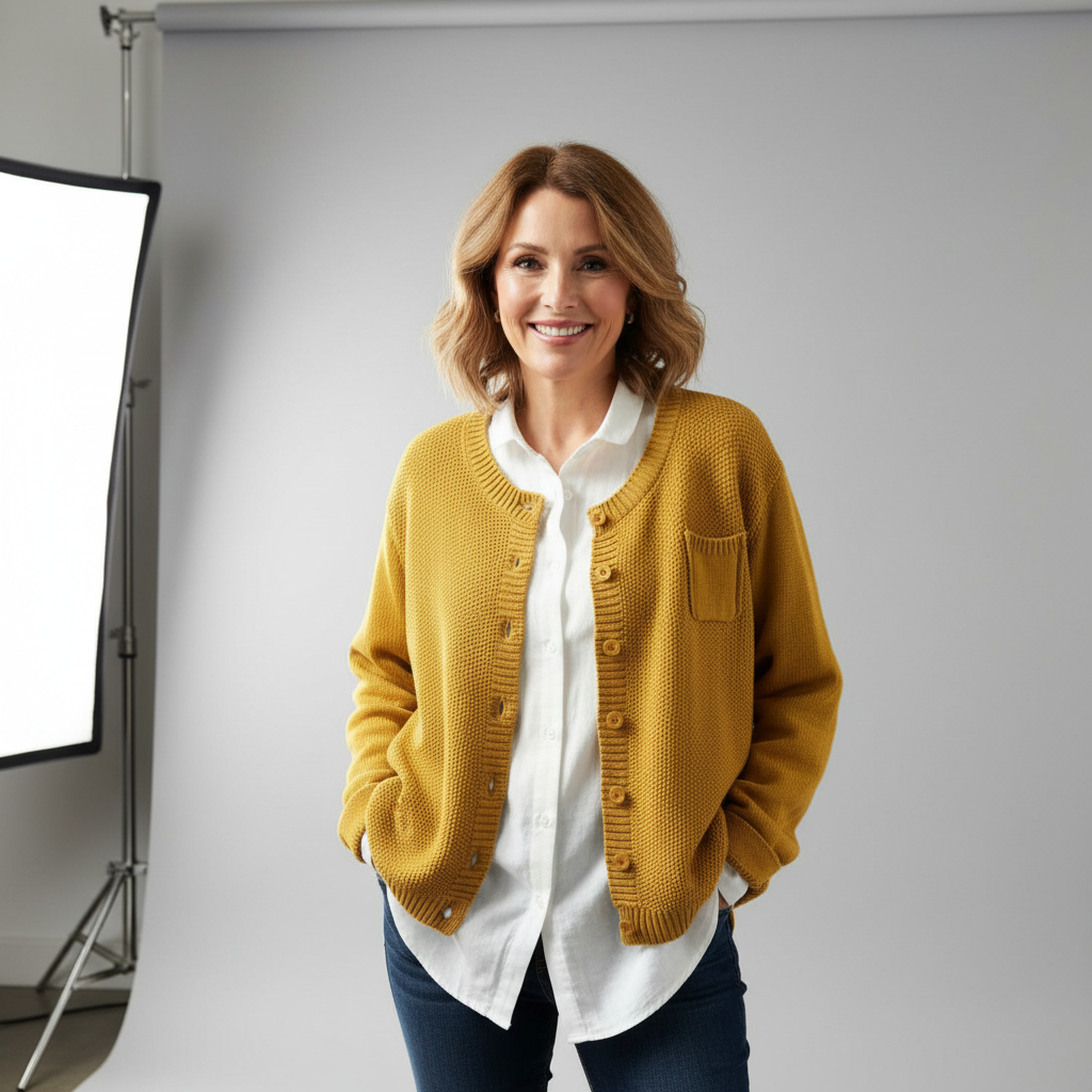 Talma | V-Neck Button-Front Knit Cardigan with Chest Pocket