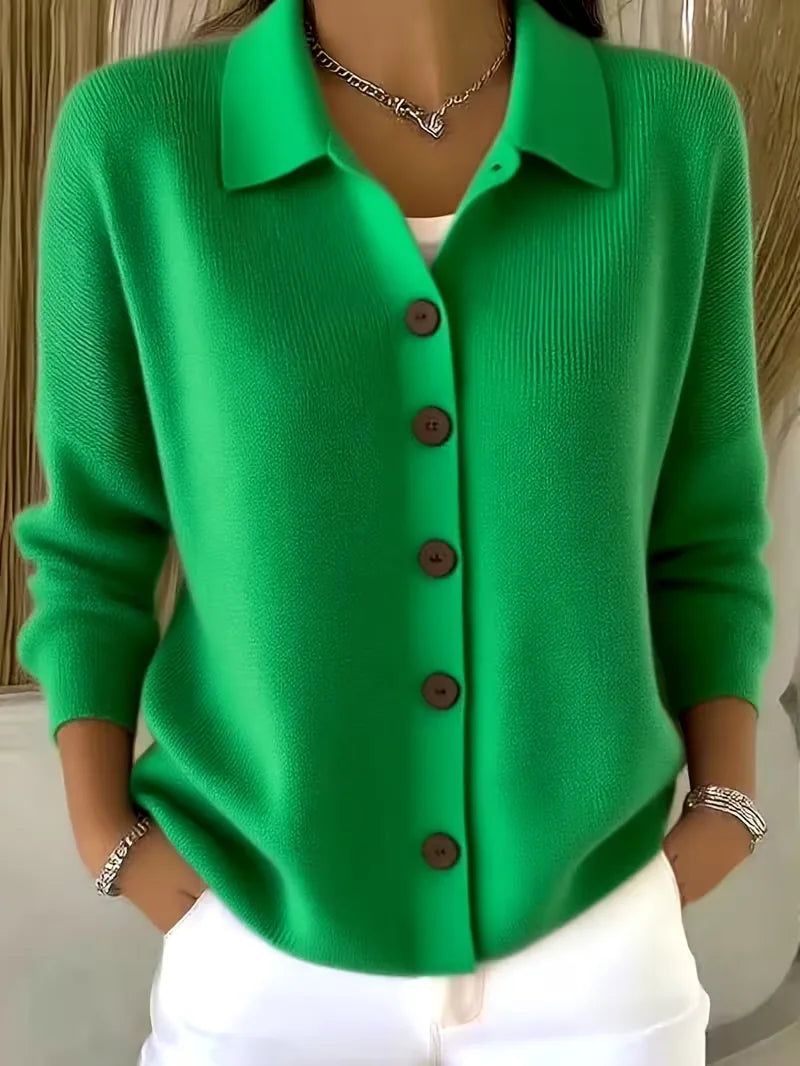 Janne | V-Neck Button-Front Cardigan with Round Buttons