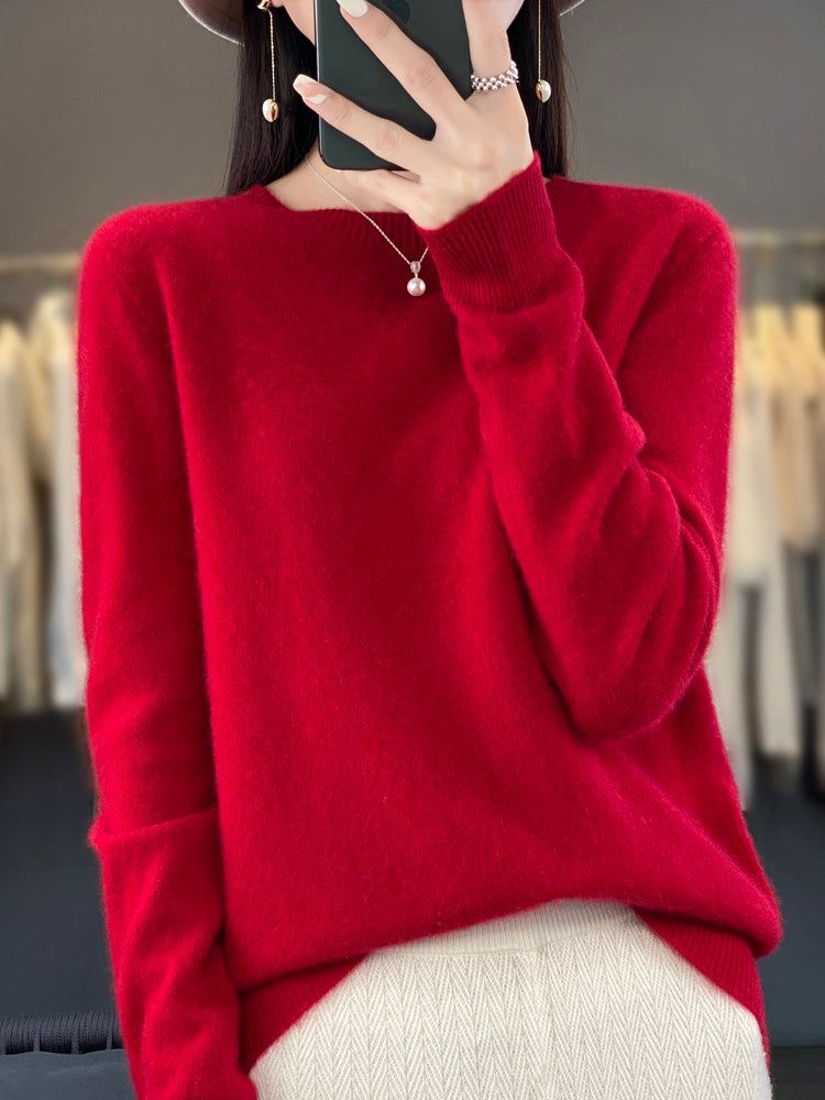 Nadalie | Ribbed Crew Neck Oversized Pullover Sweater for Women