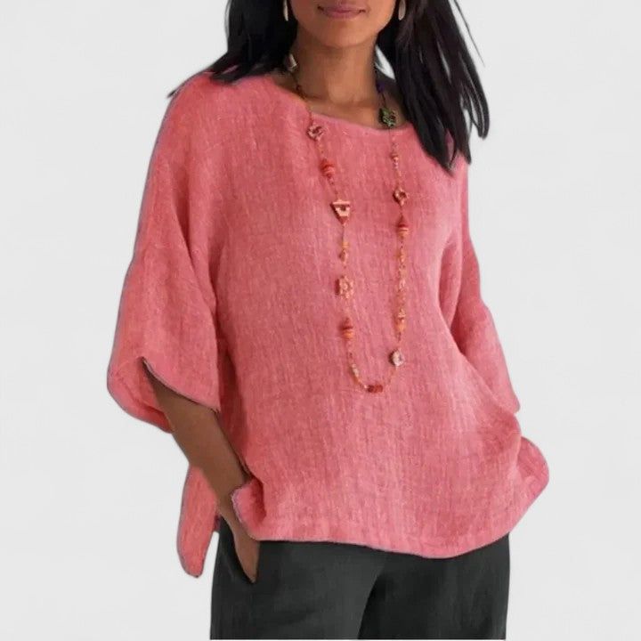 Talia | Women's Relaxed-Fit Round Neck Blouse – Weekend Errands