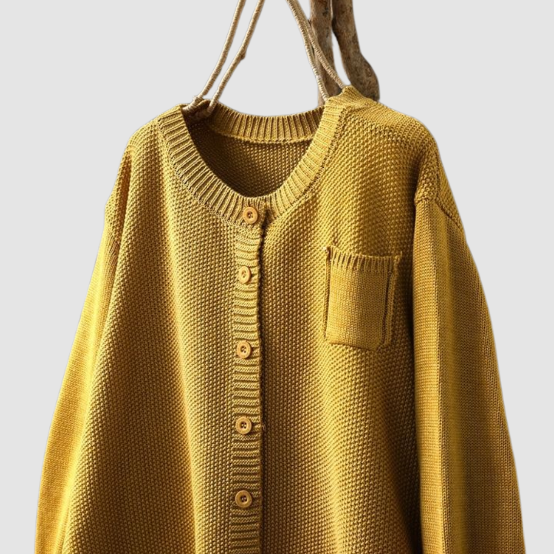 Talma | V-Neck Button-Front Knit Cardigan with Chest Pocket